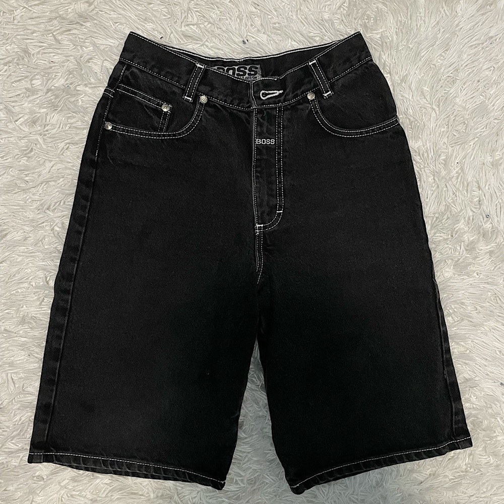 Vintage BOSS denim black jean shorts